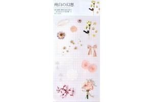 Лист наклеек белые цветы