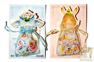 Наборы из 100 наклеек: Котики и кролики в мешочке.