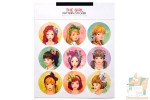 Круглые наклейки с девушками 9шт.