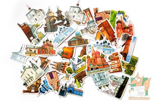 Набор из 40 наклеек Камио: Церкви