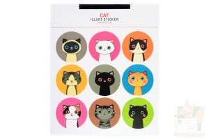 Набор круглых наклеек с кошками и куклами 18шт.