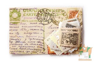 Набор из 46 наклеек в виде марок: Грибы рисованные