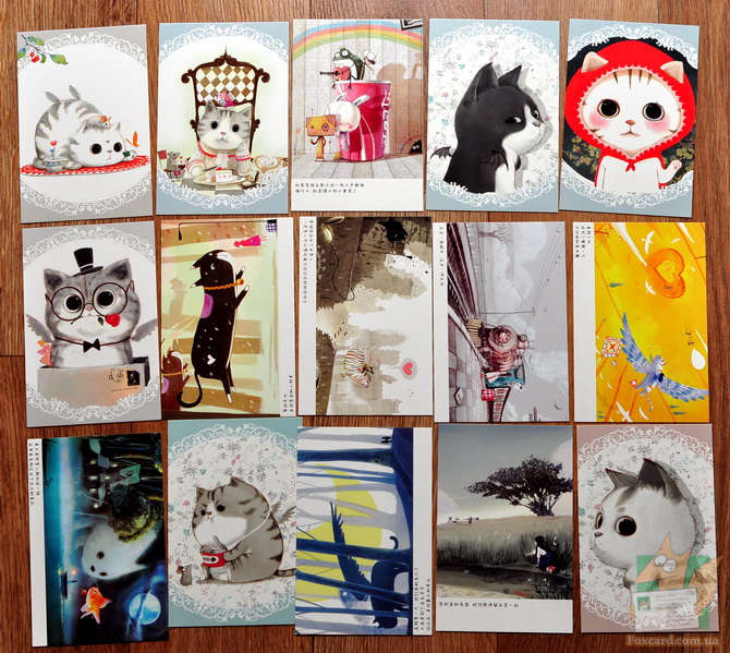 Открытки с иллюстрациями кошек и котов
