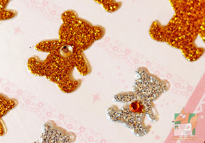 Наклейки розовые животные со стразами