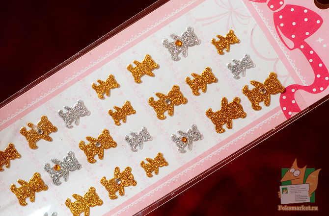 Наклейки розовые животные со стразами