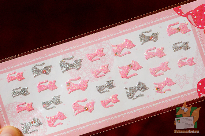 Наклейки розовые животные со стразами