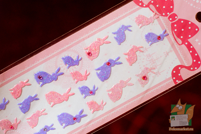 Наклейки розовые животные со стразами