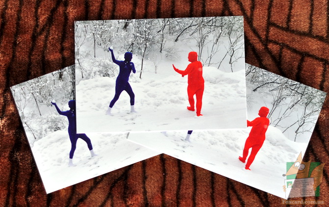 Снежки по русски - почтовая открытка